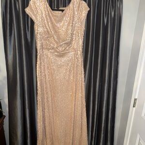 Adrianna Papell Rose Gold/Champagne Sequin Maxi Dress
